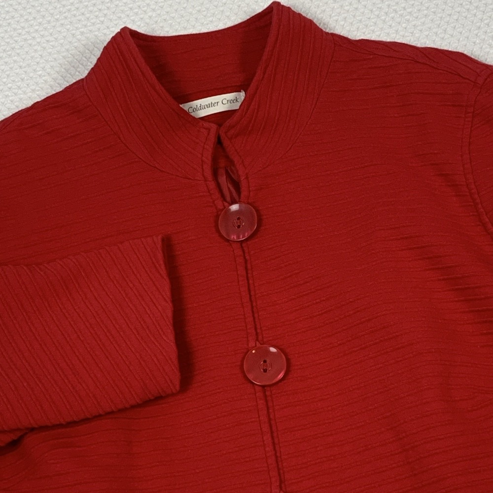 Coldwater Creek Red Textured Stripe Blazer Jacket Womens XL 16 Lined
